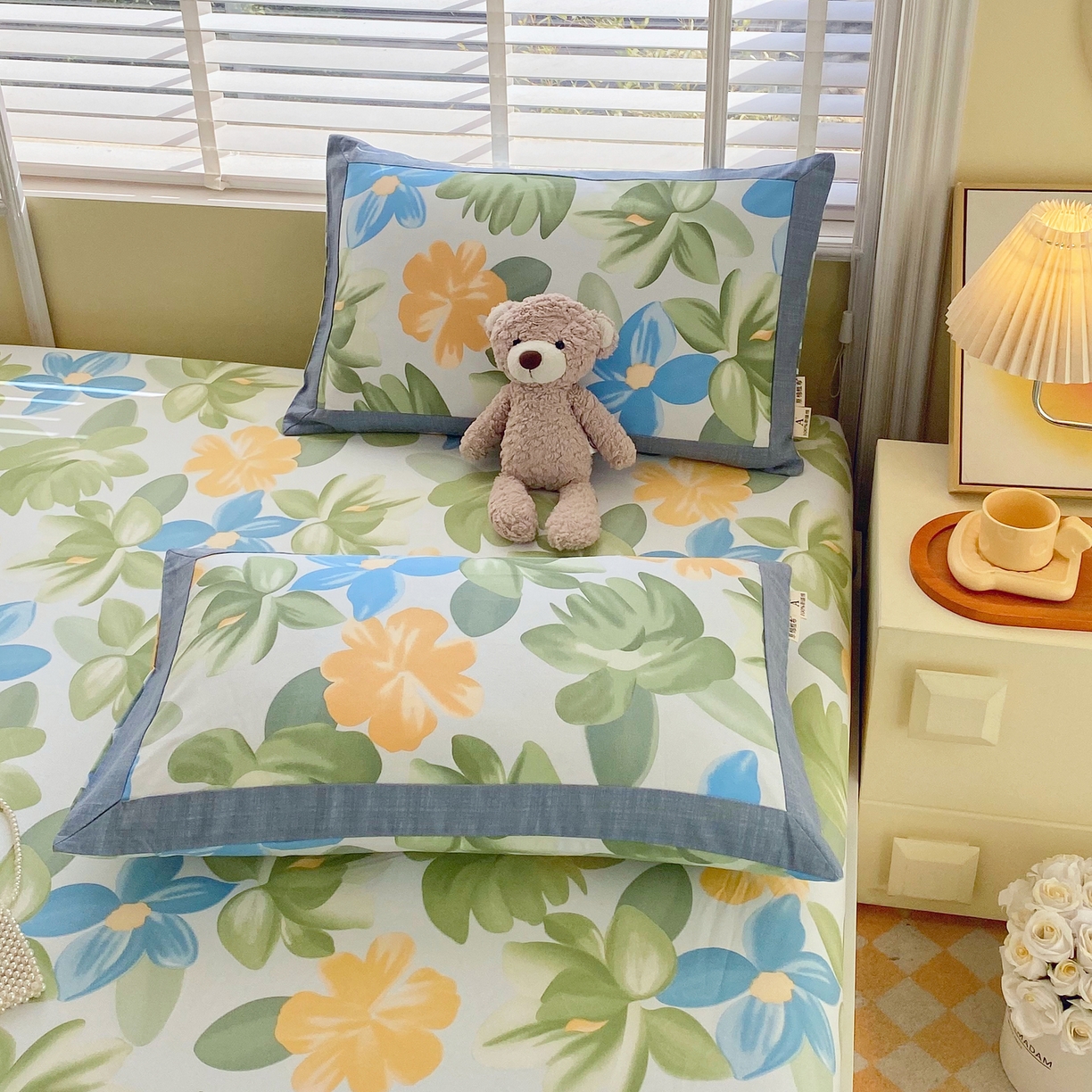 91家纺网 家纺一手货源 找家纺 春皖家纺 2026新款全棉老粗布工艺款单枕套枕套单件 茶心