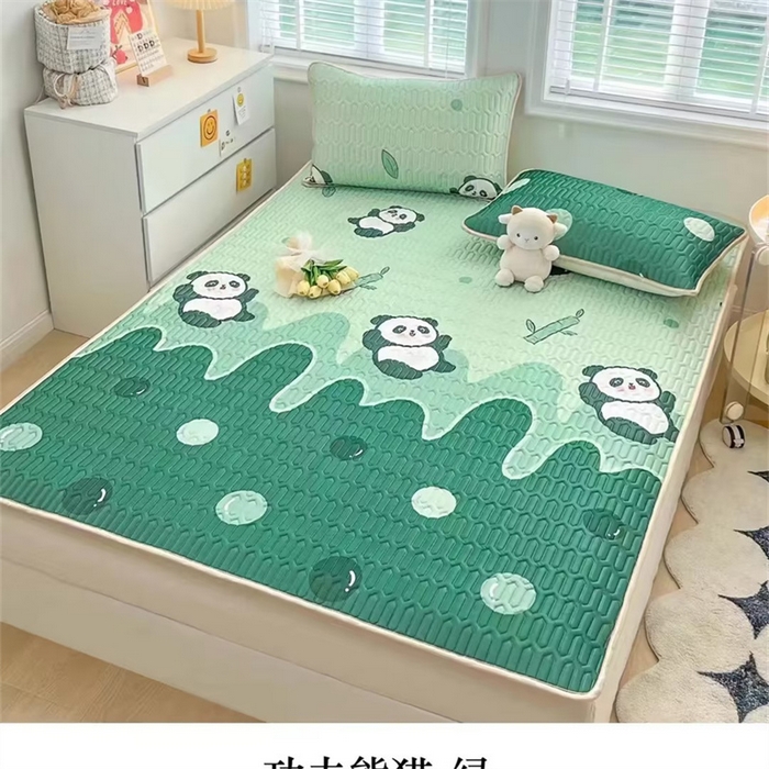 91家纺网 家纺一手货源 找家纺 （总）彩亿家纺 2026新款印花凉席新款凉感丝乳胶凉席三件套