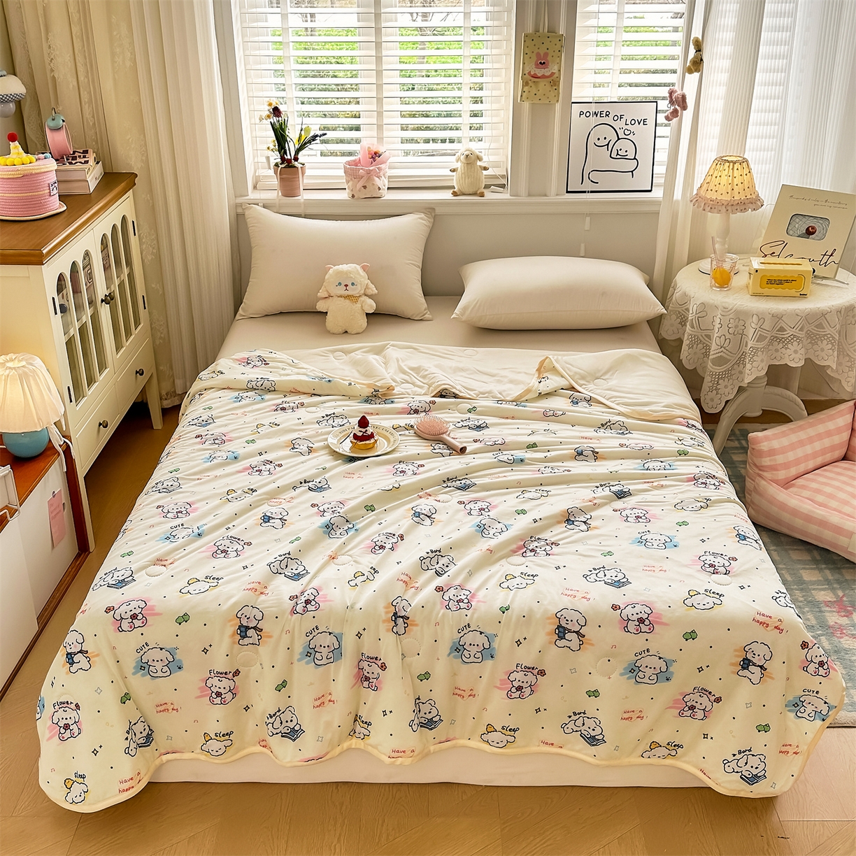 欣宜家纺 2026新款母婴级卡通冰淇淋夏被夏凉空调冰丝薄款被芯可机洗凉感丝冰皮被子 被子被芯 乖乖狗