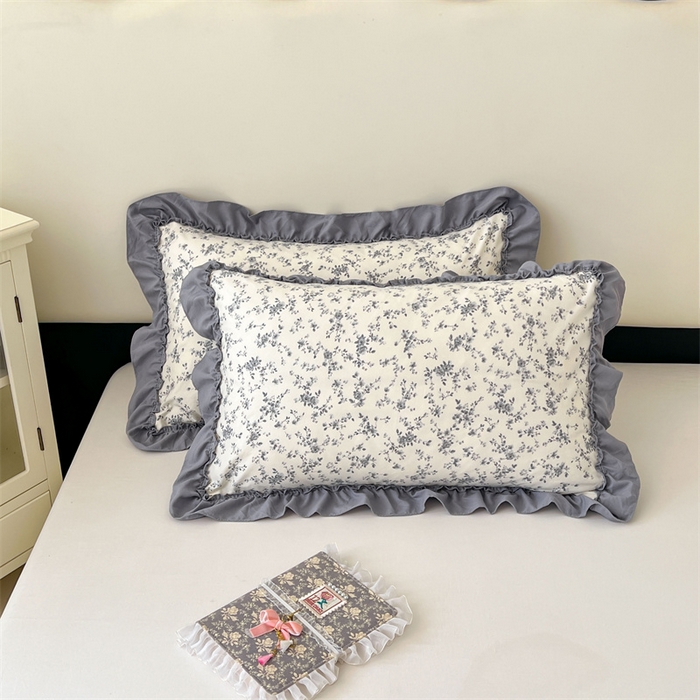 91家纺网 家纺一手货源 找家纺 圣比熊 2026新款A类云朵棉法式压花边枕套宿舍单人单只一只装枕芯48x74cm内胆套 忆江南（法式压花边）