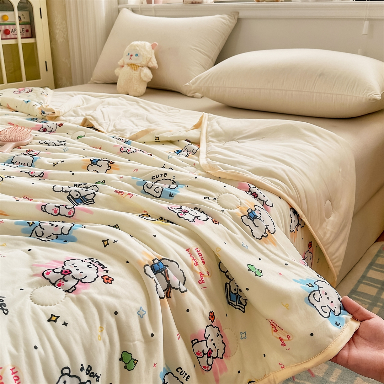 91家纺网 家纺一手货源 找家纺 欣宜家纺 2026新款母婴级卡通冰淇淋夏被夏凉空调冰丝薄款被芯可机洗凉感丝冰皮被子 被子被芯 乖乖狗