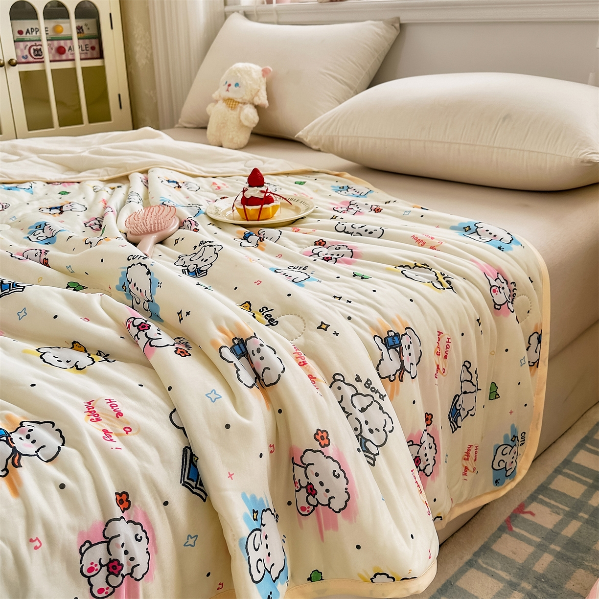 91家纺网 家纺一手货源 找家纺 欣宜家纺 2026新款母婴级卡通冰淇淋夏被夏凉空调冰丝薄款被芯可机洗凉感丝冰皮被子 被子被芯 乖乖狗