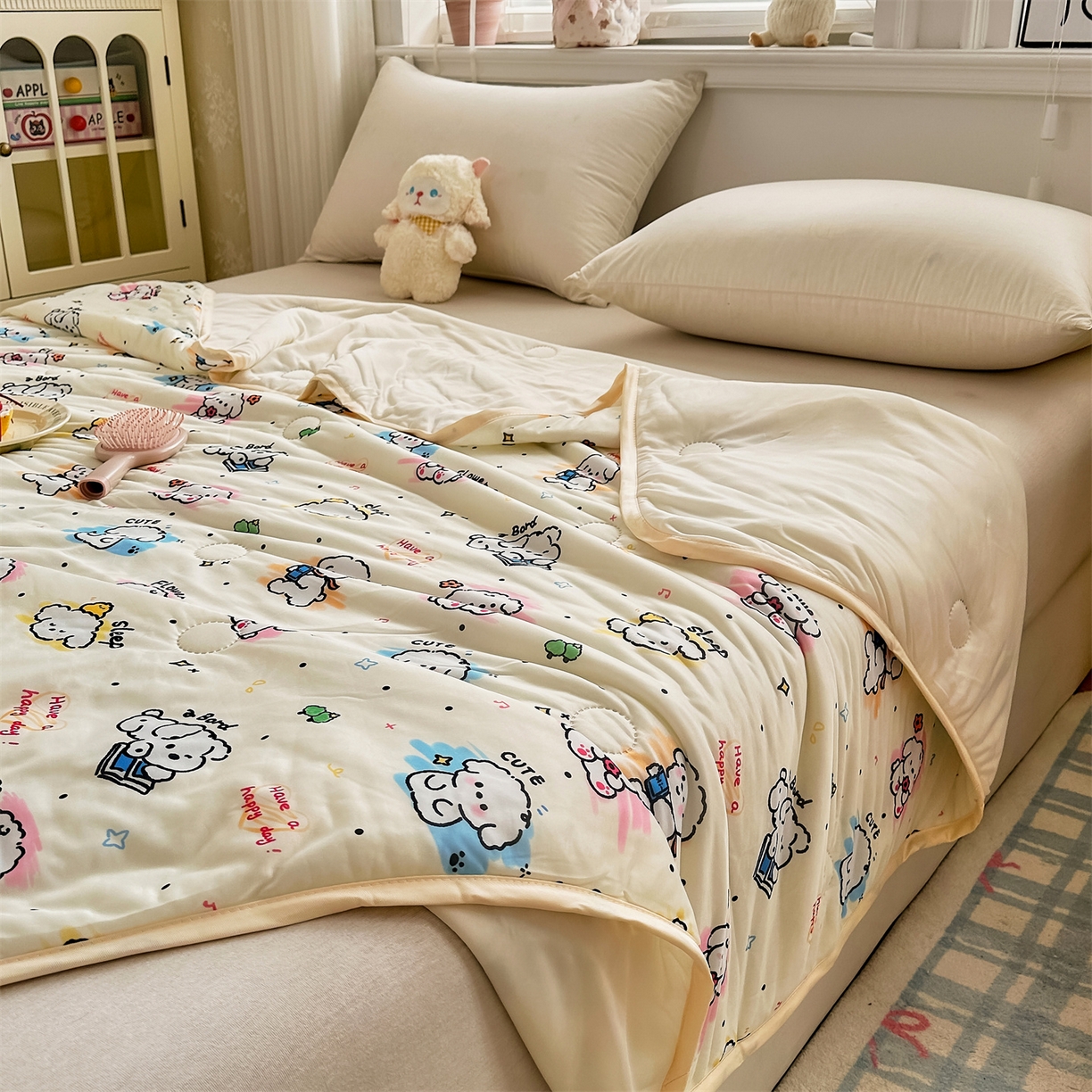 91家纺网 家纺一手货源 找家纺 欣宜家纺 2026新款母婴级卡通冰淇淋夏被夏凉空调冰丝薄款被芯可机洗凉感丝冰皮被子 被子被芯 乖乖狗
