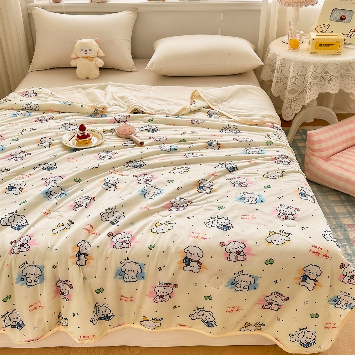 91家纺网 家纺一手货源 找家纺 欣宜家纺 2026新款母婴级卡通冰淇淋夏被夏凉空调冰丝薄款被芯可机洗凉感丝冰皮被子 被子被芯 乖乖狗