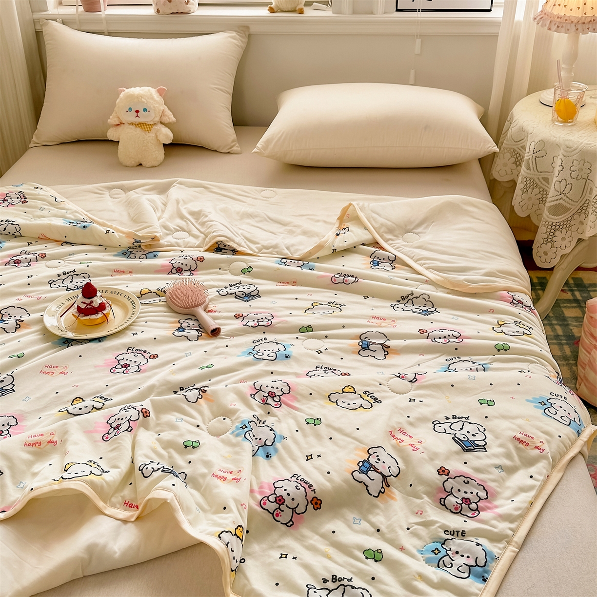 91家纺网 家纺一手货源 找家纺 欣宜家纺 2026新款母婴级卡通冰淇淋夏被夏凉空调冰丝薄款被芯可机洗凉感丝冰皮被子 被子被芯 乖乖狗