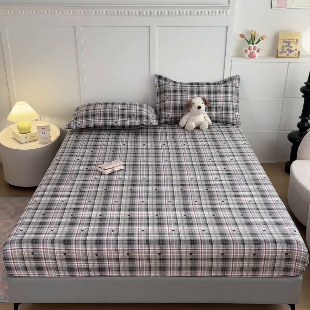 91家纺网 家纺一手货源 找家纺 默忆 2026春夏新款a类泡芙双层纱床笠印花卡通全包围床垫保护套单床笠 床笠单件 心律