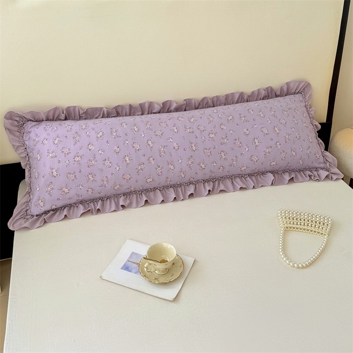 91家纺网 家纺一手货源 找家纺 圣比熊 2026新款A类云朵棉法式压花边枕套加长双人情侣1.8米枕芯内胆套1.5m枕头套 紫倾心（法式压花边）