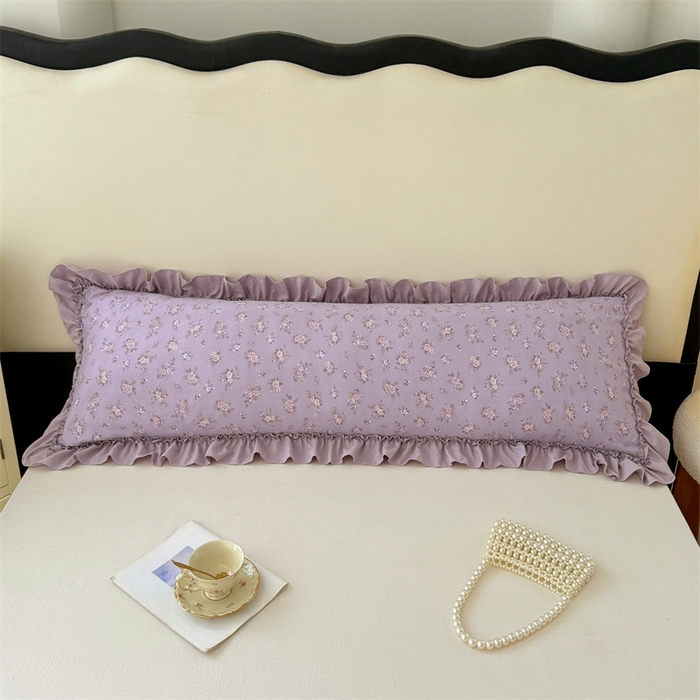 91家纺网 家纺一手货源 找家纺 圣比熊 2026新款A类云朵棉法式压花边枕套加长双人情侣1.8米枕芯内胆套1.5m枕头套 紫倾心（法式压花边）
