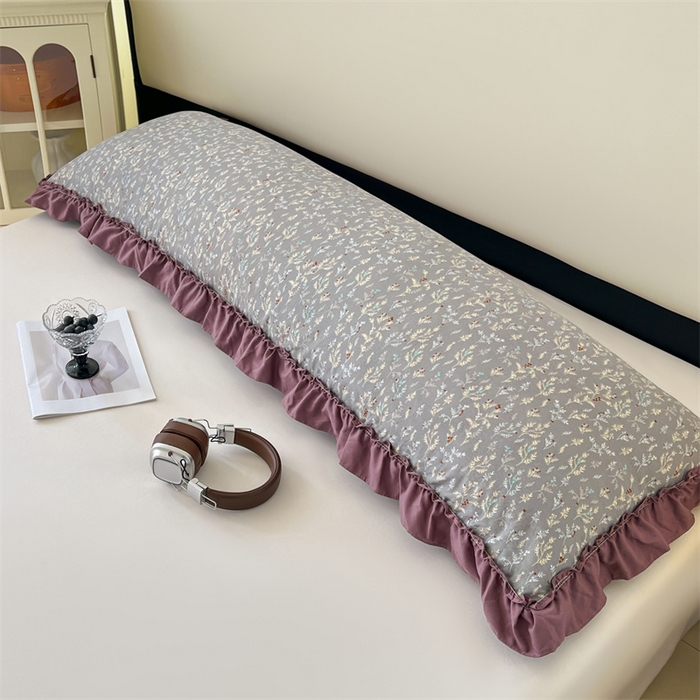 91家纺网 家纺一手货源 找家纺 圣比熊 2026新款A类云朵棉法式压花边枕套加长双人情侣1.8米枕芯内胆套1.5m枕头套 叶之间（法式压花边）