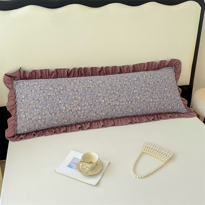 91家纺网 家纺一手货源 找家纺 圣比熊 2026新款A类云朵棉法式压花边枕套加长双人情侣1.8米枕芯内胆套1.5m枕头套 蓝相思（法式压花边）