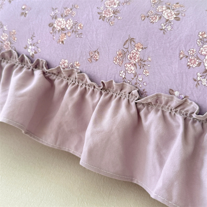 91家纺网 家纺一手货源 找家纺 圣比熊 2026新款A类云朵棉法式压花边枕套加长双人情侣1.8米枕芯内胆套1.5m枕头套 紫倾心（法式压花边）