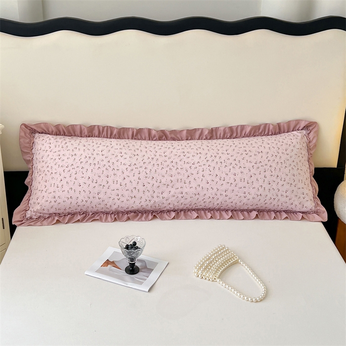 91家纺网 家纺一手货源 找家纺 圣比熊 2026新款A类云朵棉法式压花边枕套加长双人情侣1.8米枕芯内胆套1.5m枕头套 花之恋-粉（法式压花边）