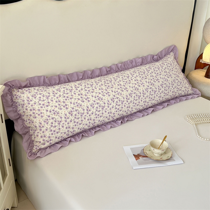 91家纺网 家纺一手货源 找家纺 圣比熊 2026新款A类云朵棉法式压花边枕套加长双人情侣1.8米枕芯内胆套1.5m枕头套 紫间花语（法式压花边）