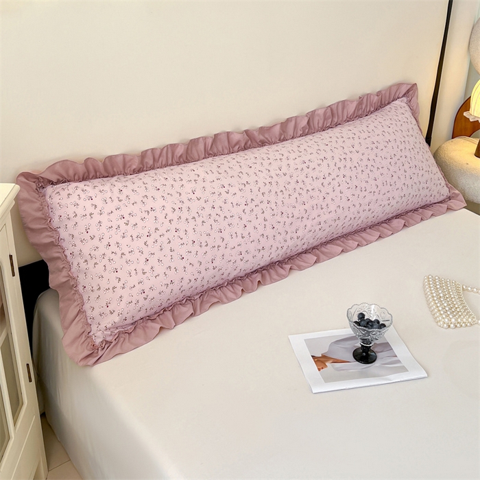 91家纺网 家纺一手货源 找家纺 圣比熊 2026新款A类云朵棉法式压花边枕套加长双人情侣1.8米枕芯内胆套1.5m枕头套 花之恋-粉（法式压花边）