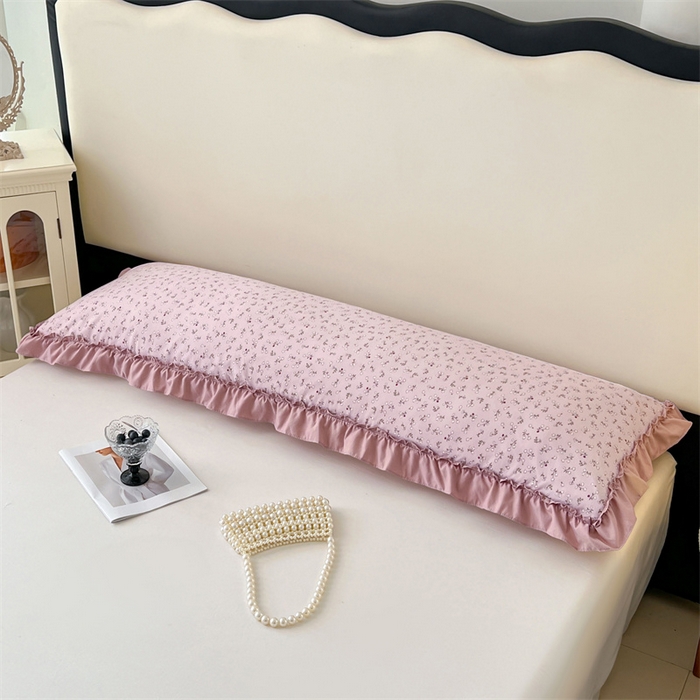 91家纺网 家纺一手货源 找家纺 圣比熊 2026新款A类云朵棉法式压花边枕套加长双人情侣1.8米枕芯内胆套1.5m枕头套 花之恋-粉（法式压花边）