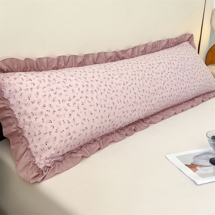 圣比熊 2026新款A类云朵棉法式压花边枕套加长双人情侣1.8米枕芯内胆套1.5m枕头套 花之恋-粉（法式压花边）