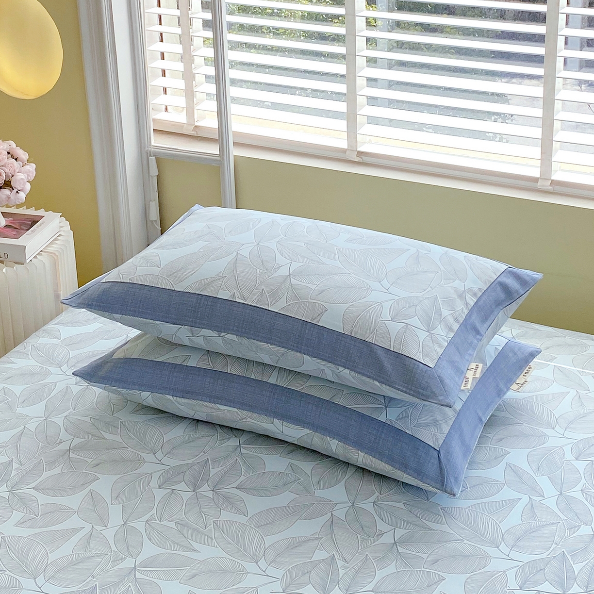 91家纺网 家纺一手货源 找家纺 春皖家纺 2026新款全棉老粗布工艺款单枕套枕套单件 晨曦-蓝