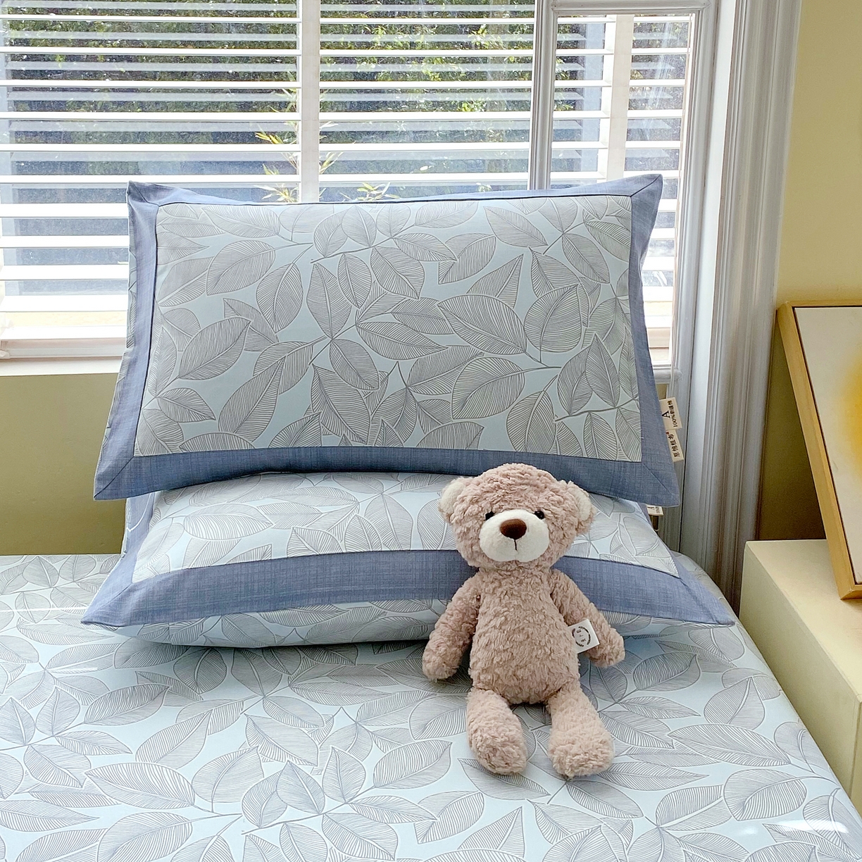 91家纺网 家纺一手货源 找家纺 春皖家纺 2026新款全棉老粗布工艺款单枕套枕套单件 晨曦-蓝