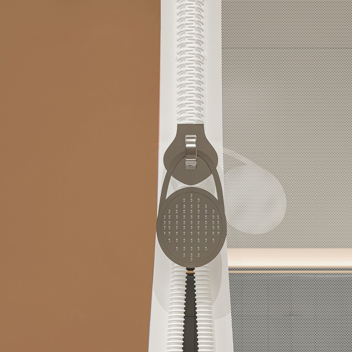 91家纺网 家纺一手货源 找家纺 千逸虹 2026新款外穿U型三开门坐床蚊帐 咖