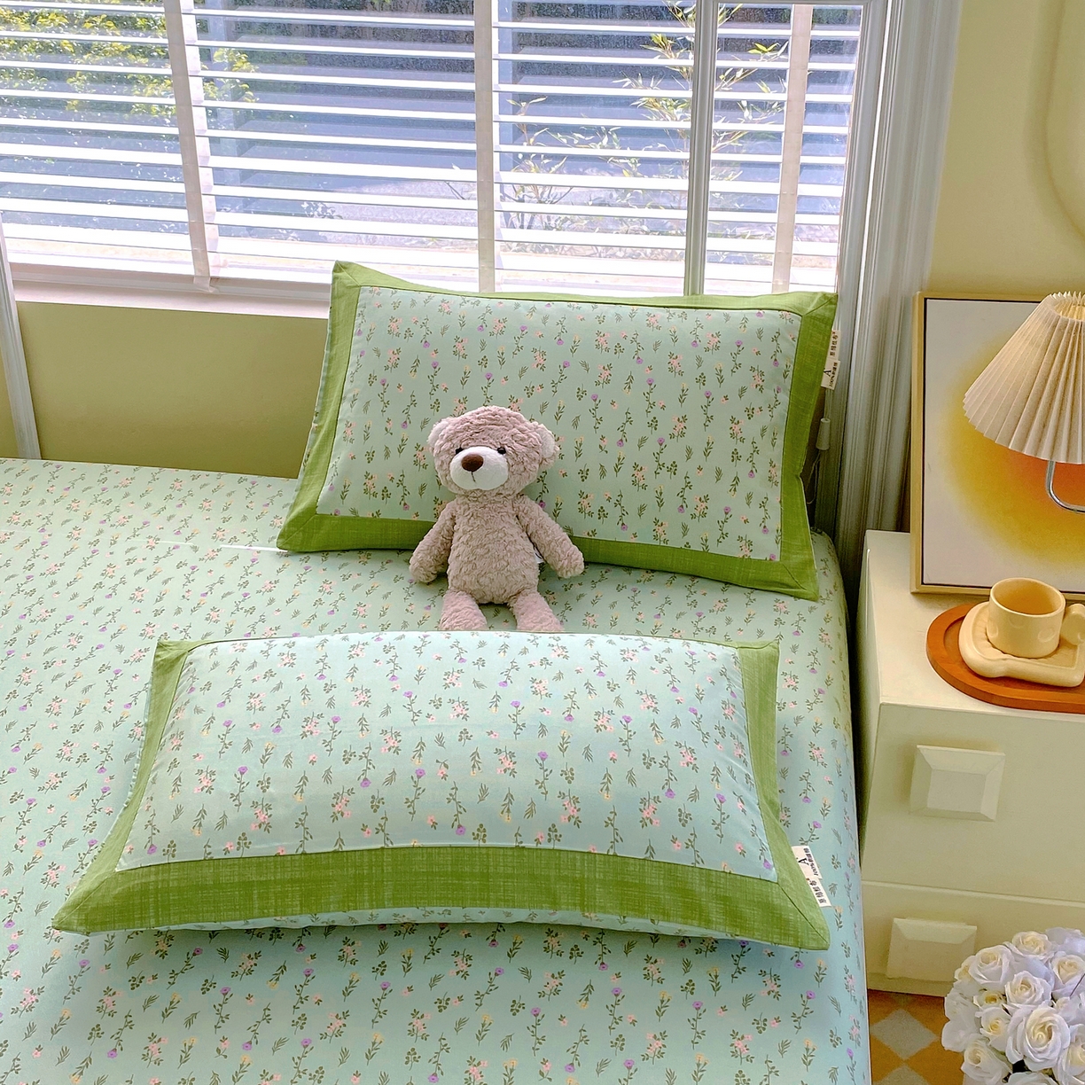 91家纺网 家纺一手货源 找家纺 春皖家纺 2026新款全棉老粗布工艺款单枕套枕套单件 春满园