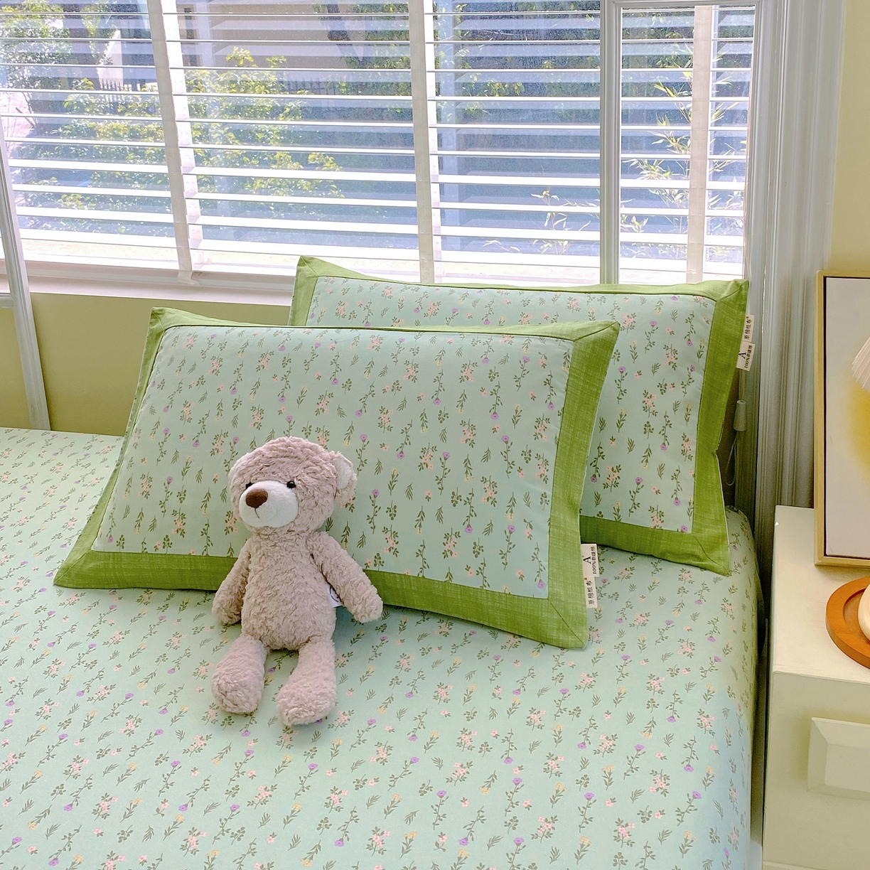 91家纺网 家纺一手货源 找家纺 春皖家纺 2026新款全棉老粗布工艺款单枕套枕套单件 春满园