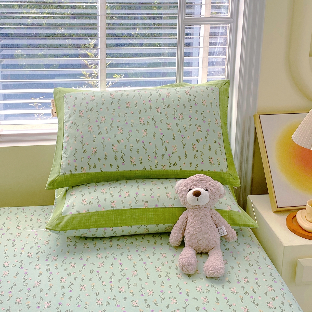 91家纺网 家纺一手货源 找家纺 春皖家纺 2026新款全棉老粗布工艺款单枕套枕套单件 春满园