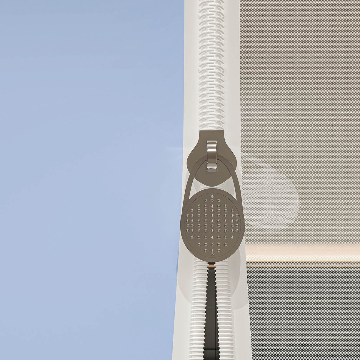 91家纺网 家纺一手货源 找家纺 千逸虹 2026新款外穿U型三开门坐床蚊帐 蓝