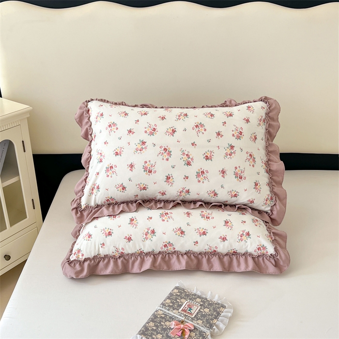 91家纺网 家纺一手货源 找家纺 梦舒羽 2026新款A类云朵棉法式压花边枕套宿舍单人单只一只装枕芯48x74cm内胆套 粉韵倾城（法式压花边）