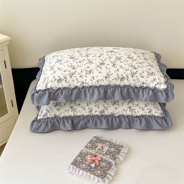 91家纺网 家纺一手货源 找家纺 梦舒羽 2026新款A类云朵棉法式压花边枕套宿舍单人单只一只装枕芯48x74cm内胆套 忆江南（法式压花边）