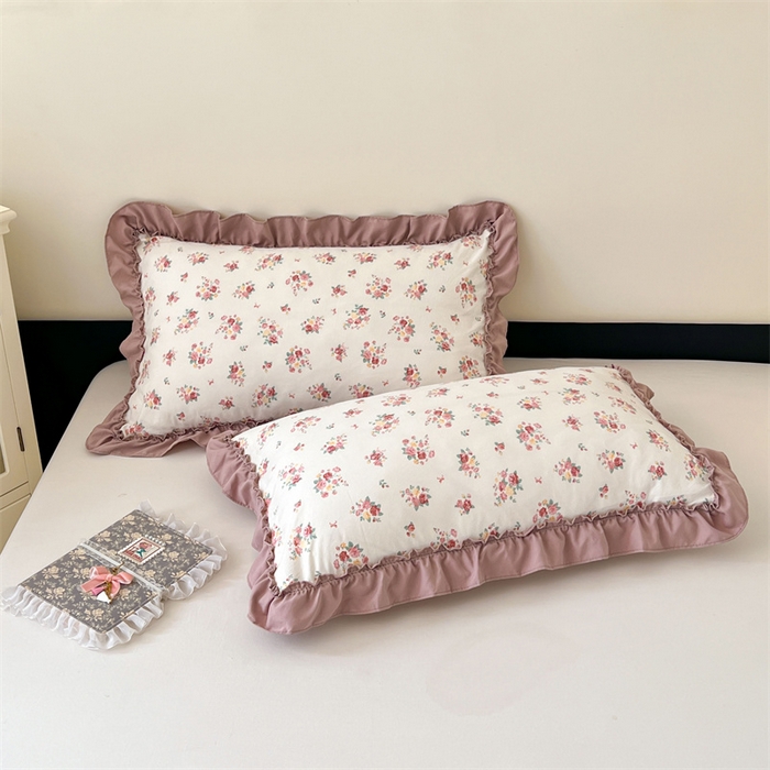 91家纺网 家纺一手货源 找家纺 梦舒羽 2026新款A类云朵棉法式压花边枕套宿舍单人单只一只装枕芯48x74cm内胆套 粉韵倾城（法式压花边）
