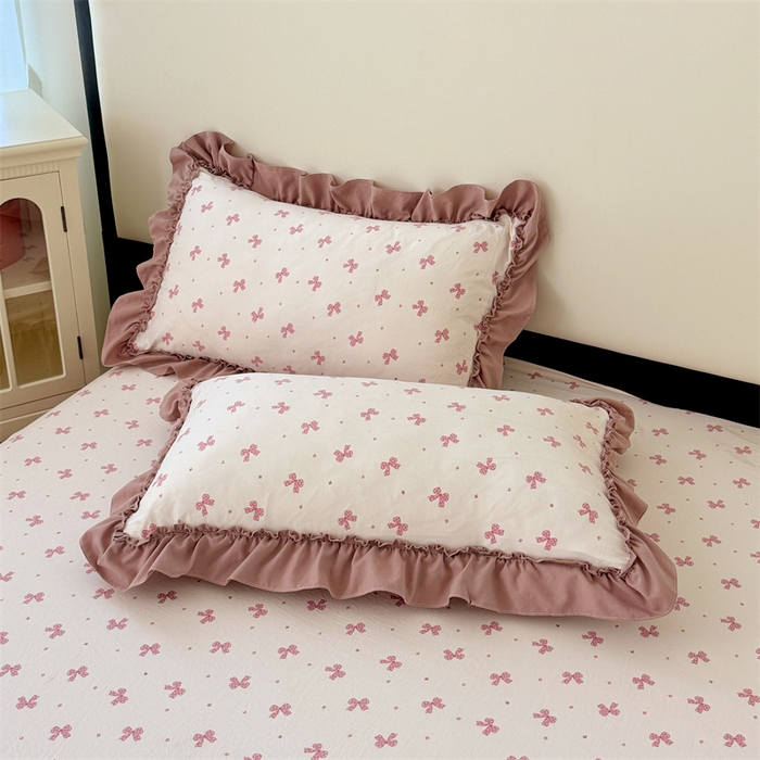梦舒羽 2026新款A类云朵棉法式压花边枕套宿舍单人单只一只装枕芯48x74cm内胆套 怦然心动（法式压花边）