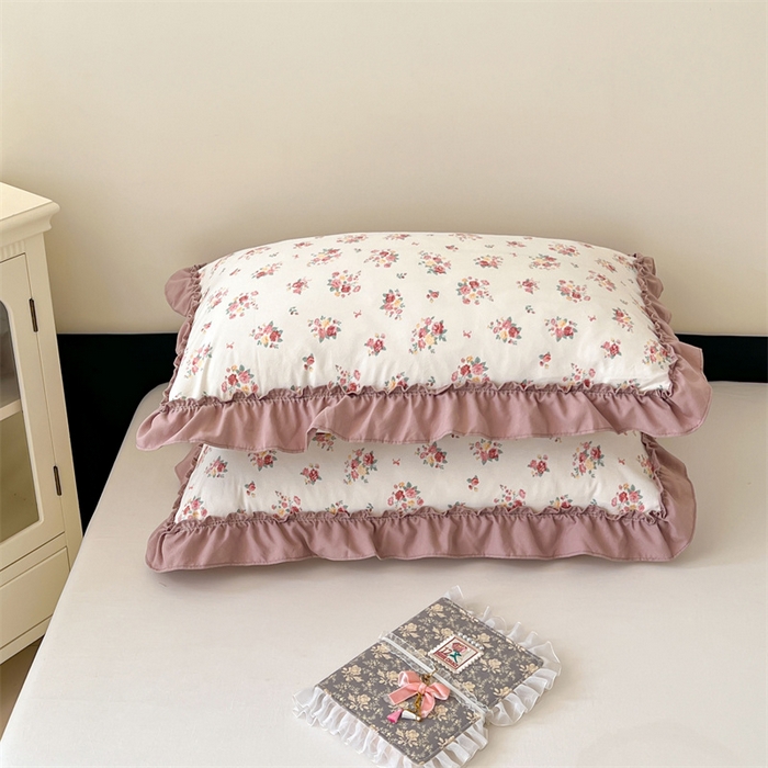 91家纺网 家纺一手货源 找家纺 梦舒羽 2026新款A类云朵棉法式压花边枕套宿舍单人单只一只装枕芯48x74cm内胆套 粉韵倾城（法式压花边）