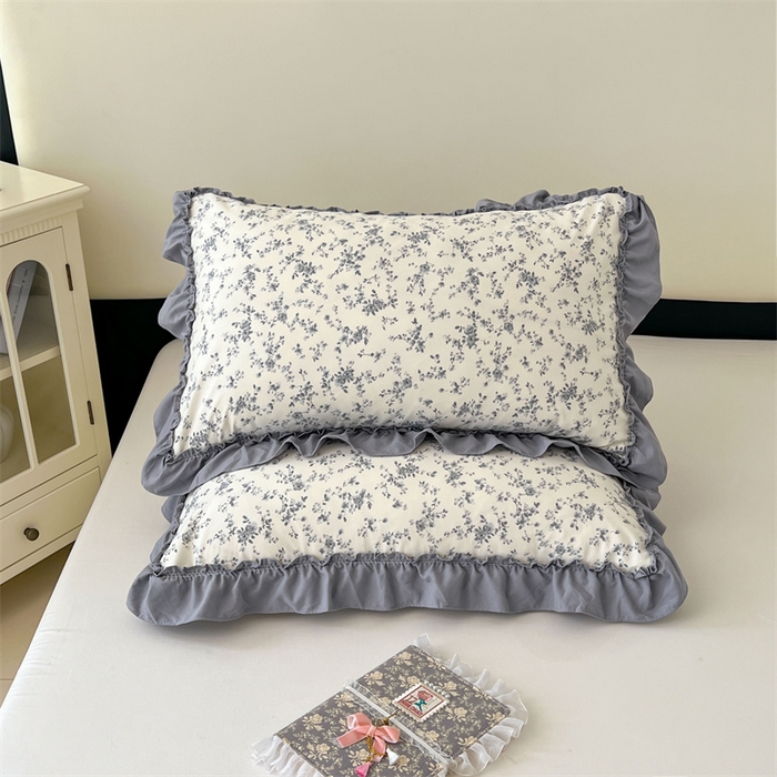 91家纺网 家纺一手货源 找家纺 梦舒羽 2026新款A类云朵棉法式压花边枕套宿舍单人单只一只装枕芯48x74cm内胆套 忆江南（法式压花边）