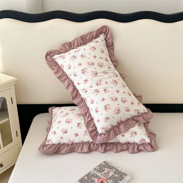 91家纺网 家纺一手货源 找家纺 梦舒羽 2026新款A类云朵棉法式压花边枕套宿舍单人单只一只装枕芯48x74cm内胆套 粉韵倾城（法式压花边）