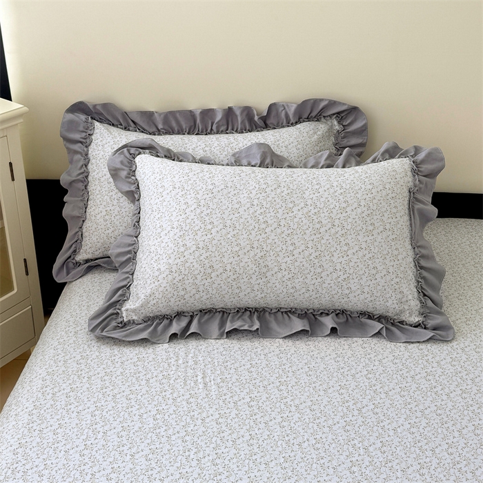 91家纺网 家纺一手货源 找家纺 梦舒羽 2026新款A类云朵棉法式压花边枕套宿舍单人单只一只装枕芯48x74cm内胆套 宁静花园（法式压花边）