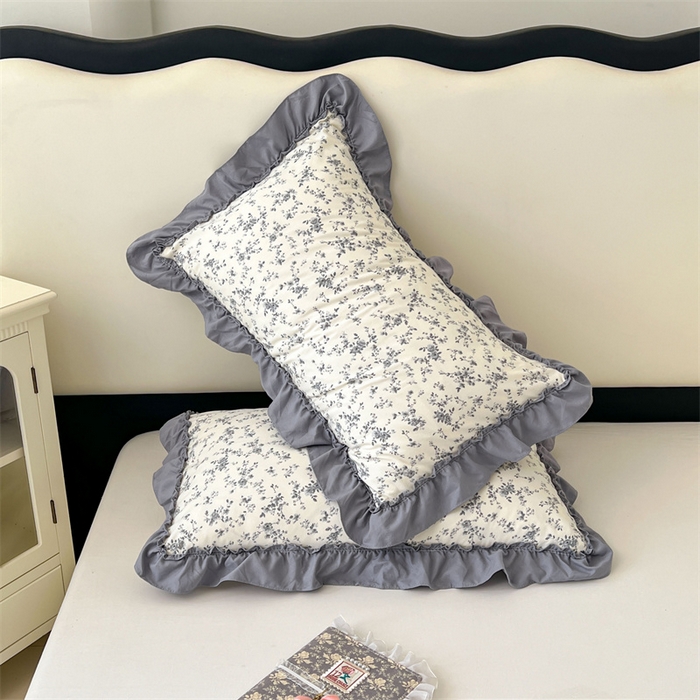 91家纺网 家纺一手货源 找家纺 梦舒羽 2026新款A类云朵棉法式压花边枕套宿舍单人单只一只装枕芯48x74cm内胆套 忆江南（法式压花边）