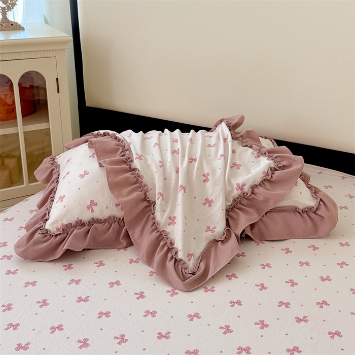 91家纺网 家纺一手货源 找家纺 梦舒羽 2026新款A类云朵棉法式压花边枕套宿舍单人单只一只装枕芯48x74cm内胆套 怦然心动（法式压花边）