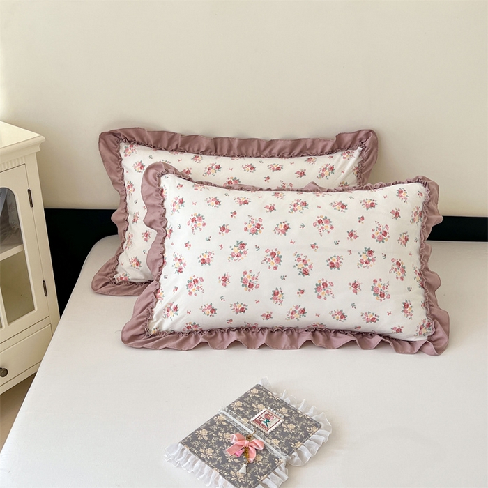 91家纺网 家纺一手货源 找家纺 梦舒羽 2026新款A类云朵棉法式压花边枕套宿舍单人单只一只装枕芯48x74cm内胆套 粉韵倾城（法式压花边）