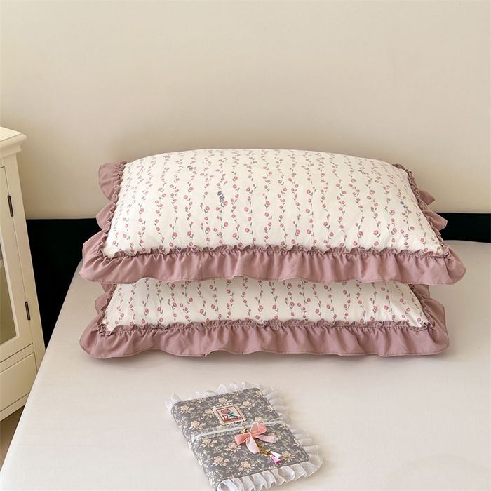 91家纺网 家纺一手货源 找家纺 梦舒羽 2026新款A类云朵棉法式压花边枕套宿舍单人单只一只装枕芯48x74cm内胆套 优雅恋人（法式压花边）