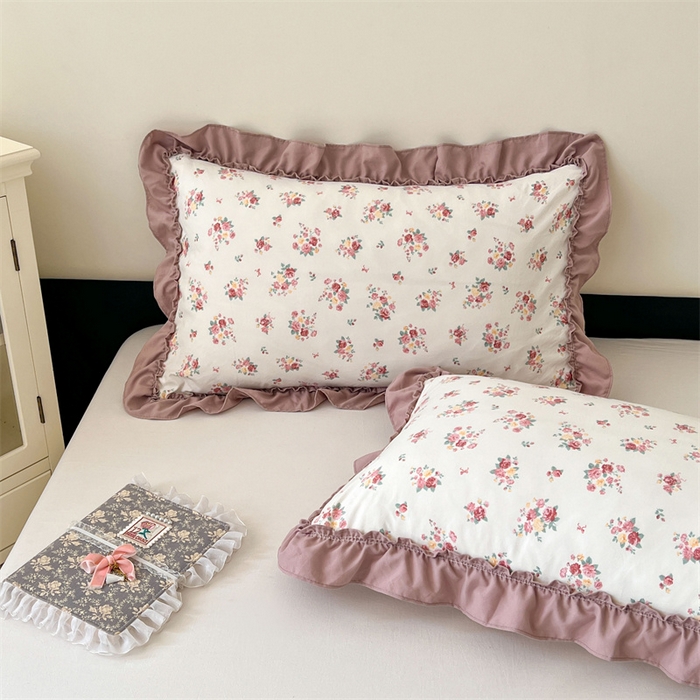 91家纺网 家纺一手货源 找家纺 梦舒羽 2026新款A类云朵棉法式压花边枕套宿舍单人单只一只装枕芯48x74cm内胆套 粉韵倾城（法式压花边）