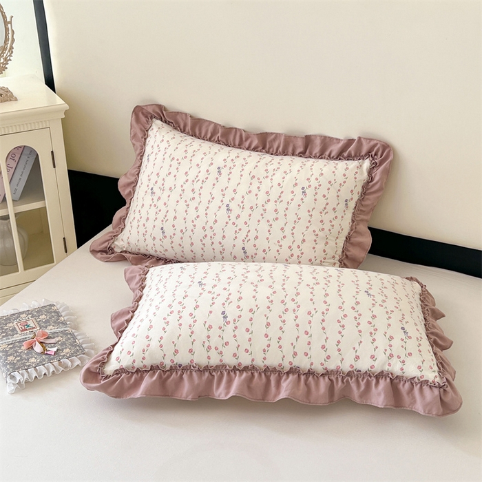 梦舒羽 2026新款A类云朵棉法式压花边枕套宿舍单人单只一只装枕芯48x74cm内胆套 优雅恋人（法式压花边）