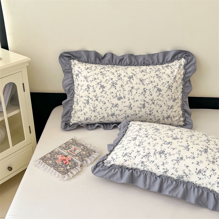 91家纺网 家纺一手货源 找家纺 梦舒羽 2026新款A类云朵棉法式压花边枕套宿舍单人单只一只装枕芯48x74cm内胆套 忆江南（法式压花边）