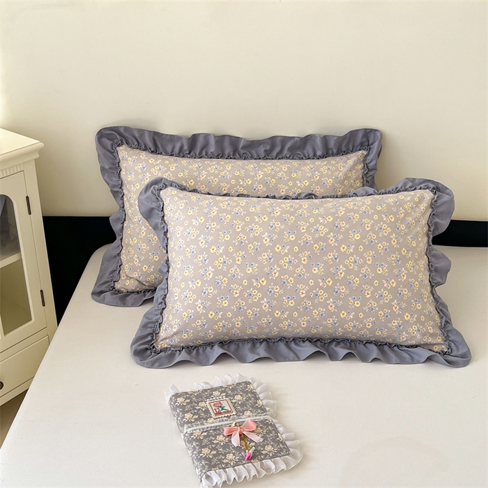 91家纺网 家纺一手货源 找家纺 梦舒羽 2026新款A类云朵棉法式压花边枕套宿舍单人单只一只装枕芯48x74cm内胆套 莫奈花园（法式压花边）