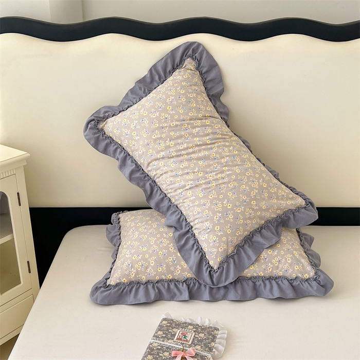 91家纺网 家纺一手货源 找家纺 梦舒羽 2026新款A类云朵棉法式压花边枕套宿舍单人单只一只装枕芯48x74cm内胆套 莫奈花园（法式压花边）