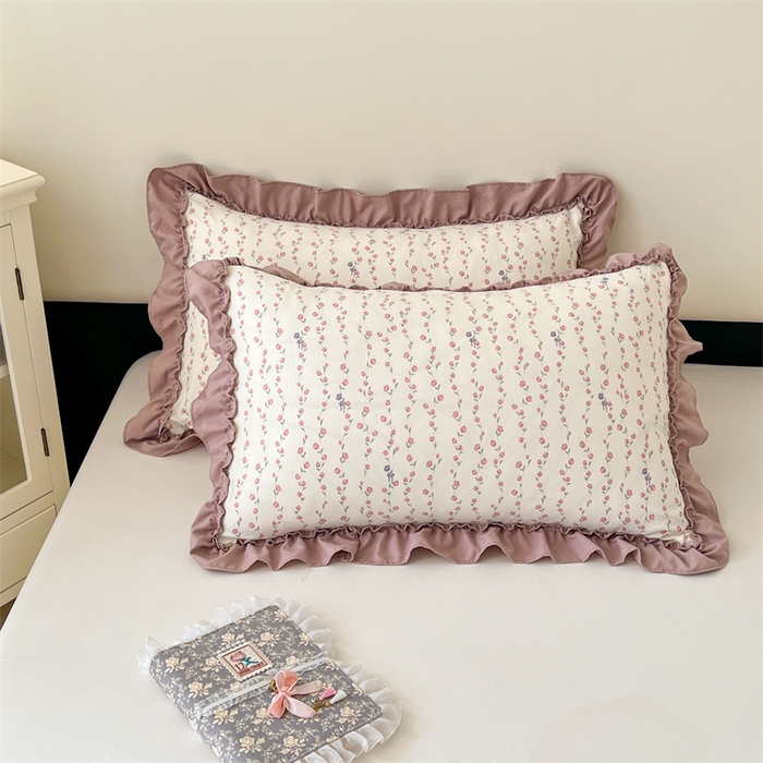 91家纺网 家纺一手货源 找家纺 梦舒羽 2026新款A类云朵棉法式压花边枕套宿舍单人单只一只装枕芯48x74cm内胆套 优雅恋人（法式压花边）