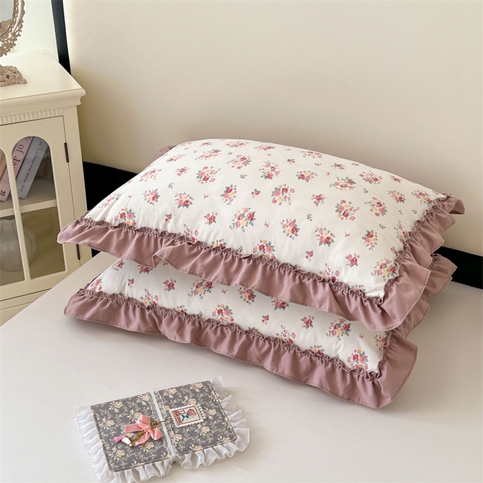 91家纺网 家纺一手货源 找家纺 梦舒羽 2026新款A类云朵棉法式压花边枕套宿舍单人单只一只装枕芯48x74cm内胆套 粉韵倾城（法式压花边）