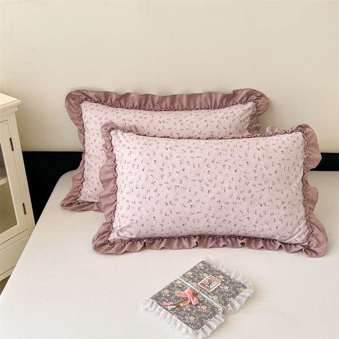 91家纺网 家纺一手货源 找家纺 梦舒羽 2026新款A类云朵棉法式压花边枕套宿舍单人单只一只装枕芯48x74cm内胆套 花之恋-粉（法式压花边）