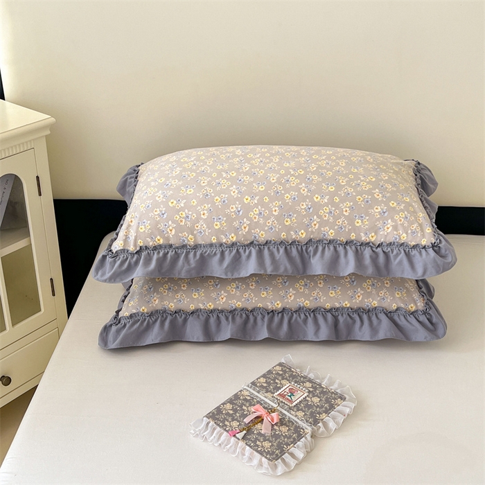 91家纺网 家纺一手货源 找家纺 梦舒羽 2026新款A类云朵棉法式压花边枕套宿舍单人单只一只装枕芯48x74cm内胆套 莫奈花园（法式压花边）