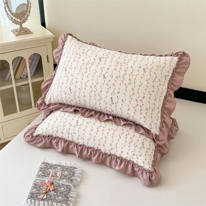 91家纺网 家纺一手货源 找家纺 梦舒羽 2026新款A类云朵棉法式压花边枕套宿舍单人单只一只装枕芯48x74cm内胆套 优雅恋人（法式压花边）