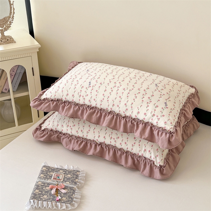 91家纺网 家纺一手货源 找家纺 梦舒羽 2026新款A类云朵棉法式压花边枕套宿舍单人单只一只装枕芯48x74cm内胆套 优雅恋人（法式压花边）